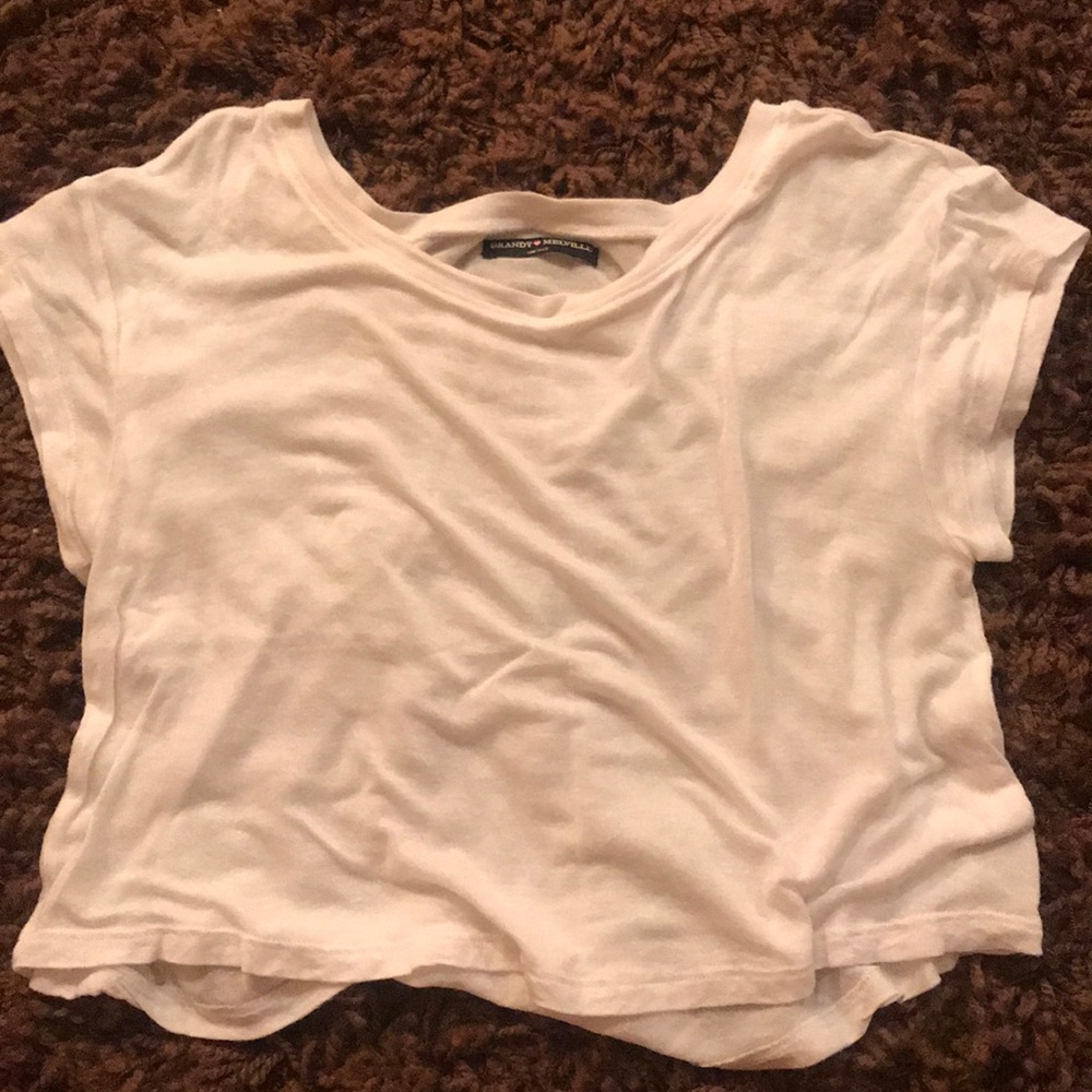 brandy melville white crop top tee